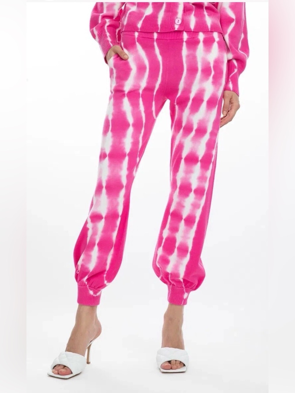 NWT Generation Love Anna Tie-Dye Knitted Joggers Pink White Medium
